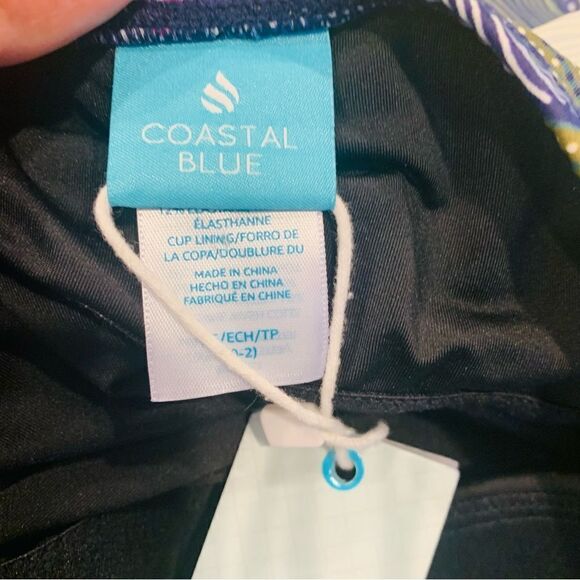 Coastal Blue Tropical Print One Piece Swimsuit Size XS - Picture 7 of 11